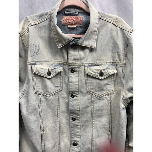 Brooklyn Cloth Mens Trucker Jeans Men Jacket Size XL Faded Acid Wash Distressed - Picture 9 of 15